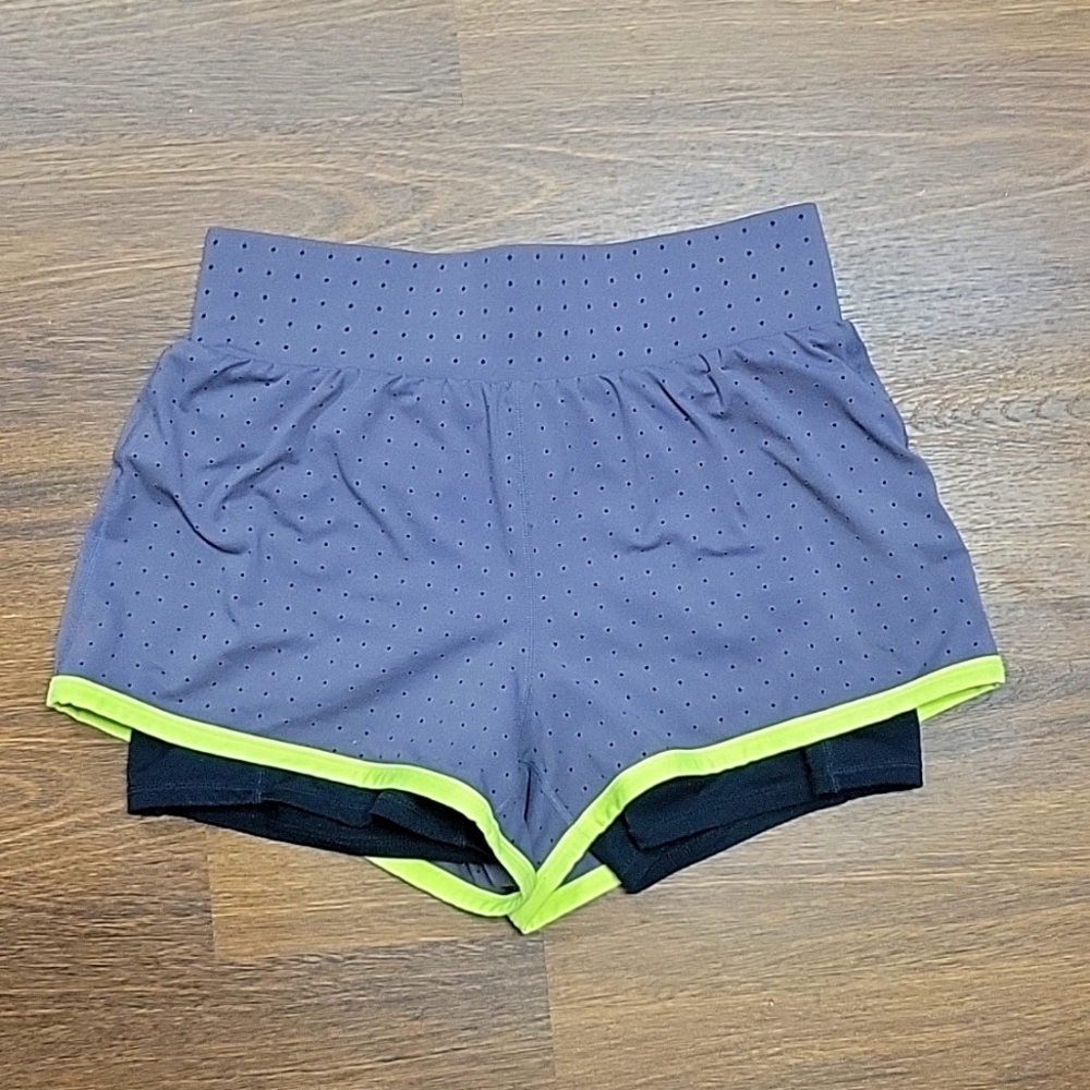 Fabletics Gray and Black Athletic Shorts